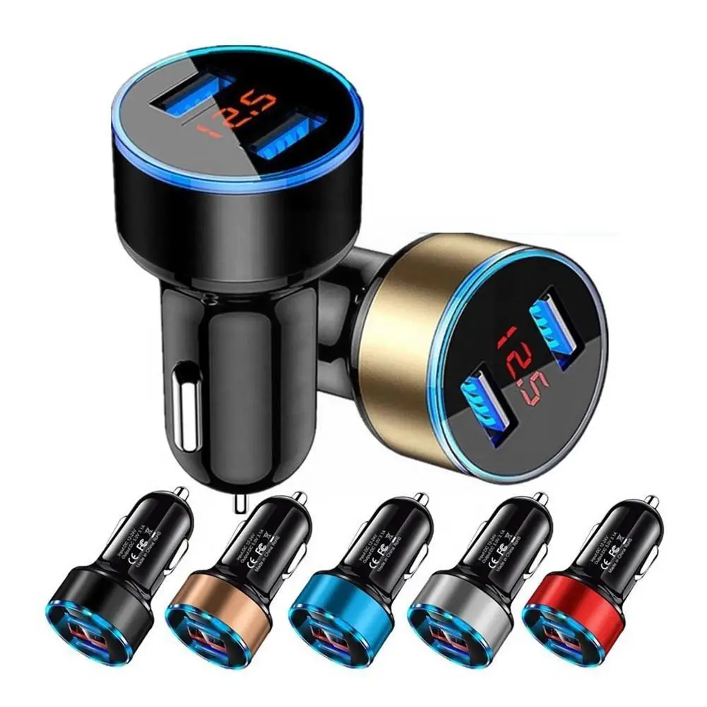 New 5V 3.1A Car Charger Dual USB For QC Adapter Cigarette Lighter LED Voltmeter For All Types Of Mobile Cell Phones Quick C S5K9