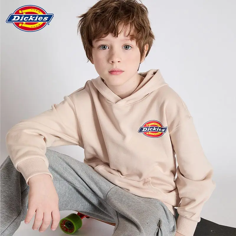 Dickies Children\'s Hooded Sweater Spring and Autumn New Cotton Comfortable Pullover Medium and Older Children\'s Sports Sweater