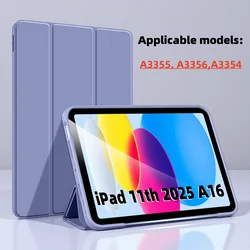 Case For iPad 11 2025 a16 11inch TPU Tri-Fold Magnetic Stand Tablet Cover Funda For iPad 11th Generation Case A3355 A3356 A3354