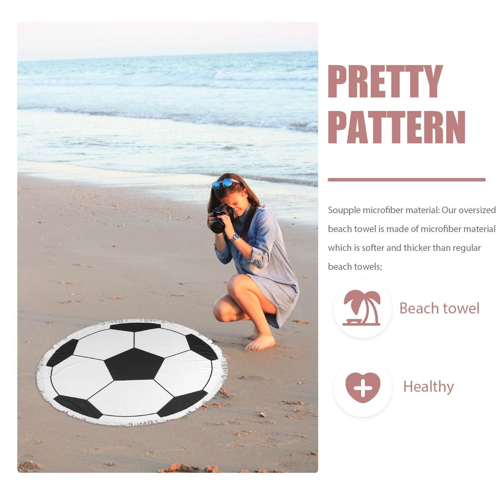 

BESPORTBLE Round Workout Towel for Kids Absorbent Gym Beach Blanket Large Microfiber Fitness Swimming Bath Wrap Storage