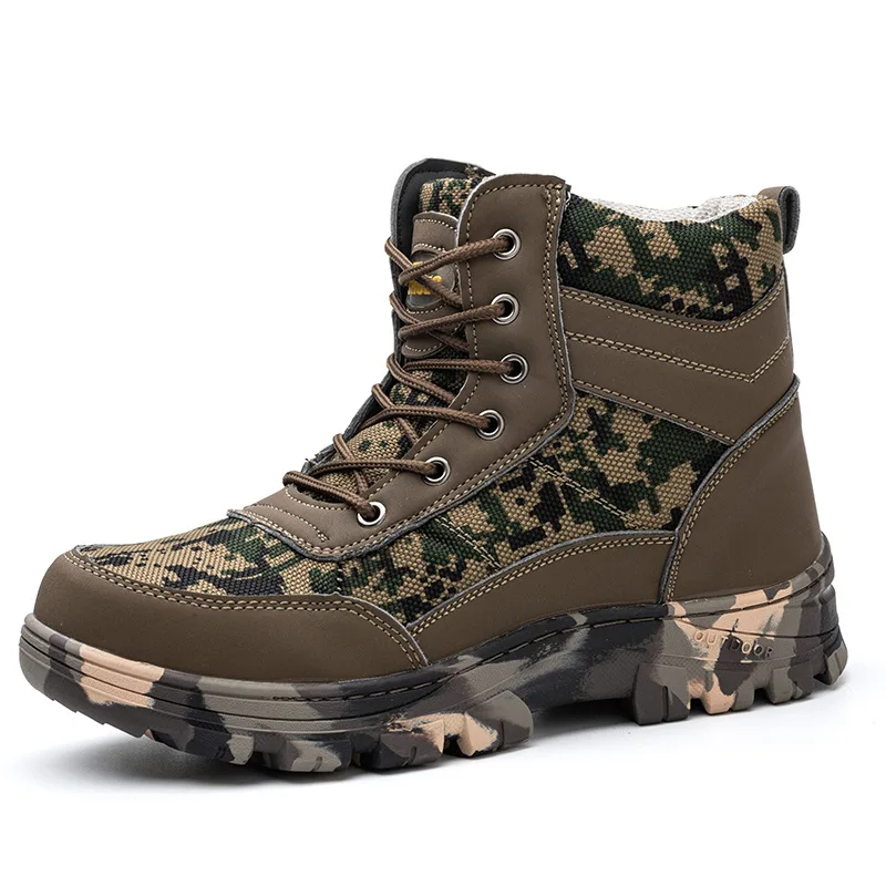 Labor Shoes Men's Winter Steel Head Velvet Waterproof, Smash-proof and Puncture-proof Protective Shoes Deodorant