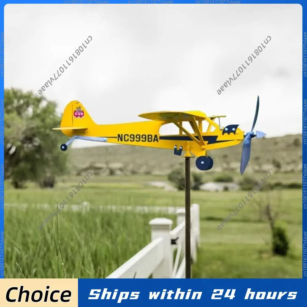 3D Plane Wind Spinner Garden Weather Vane Metal Airplane Weather Vane Outdoor Roof Wind Direction Indicator Weather Vane