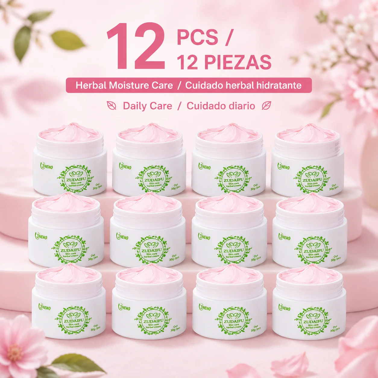 12pcs 【New date】 ZUDAIFU 3rd Generation Herbal Skin Care Cream, Buy 10 Get 2 Free, Pink Moisturizing Cream for Daily Use view 6
