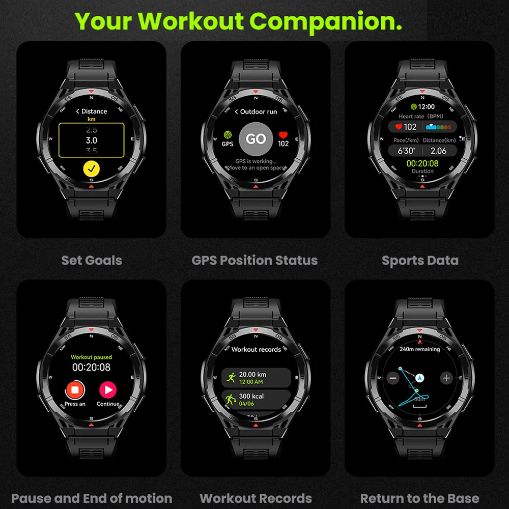 2025 New Outdoor Sports Smart Watch Men Heart Rate 10ATM Waterproof Flashlight Bluetooth Call Sport Smartwatch For Android IOS