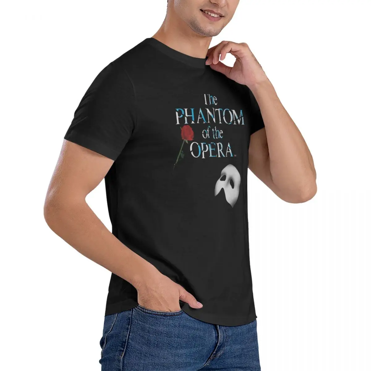 The Phantom Of The Opera Rose Printed T-Shirt Funny Mens Short Sleeve Crew Neck TShirts Oversize Tops Mens Designer T Shirt