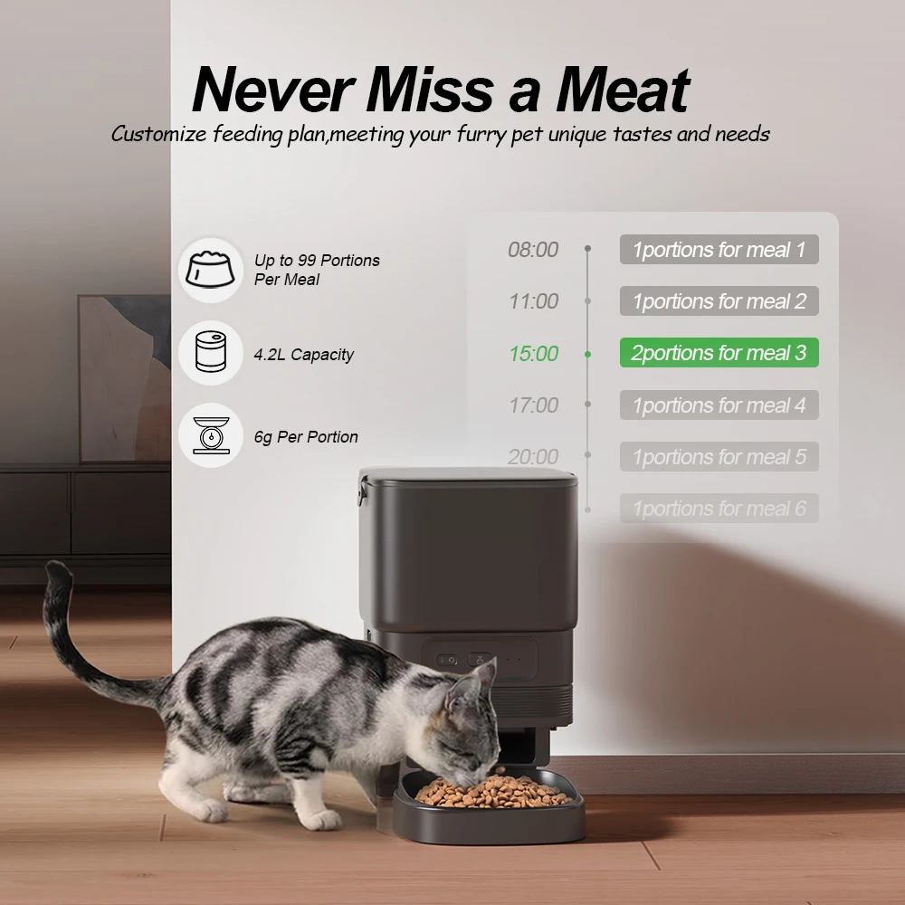 Mangiatoia automatica per cani gatto 5G WiFi Smart Cat Feeder Impostazione del tempo di alimentazione per animali domestici Cani Gatti Cibo