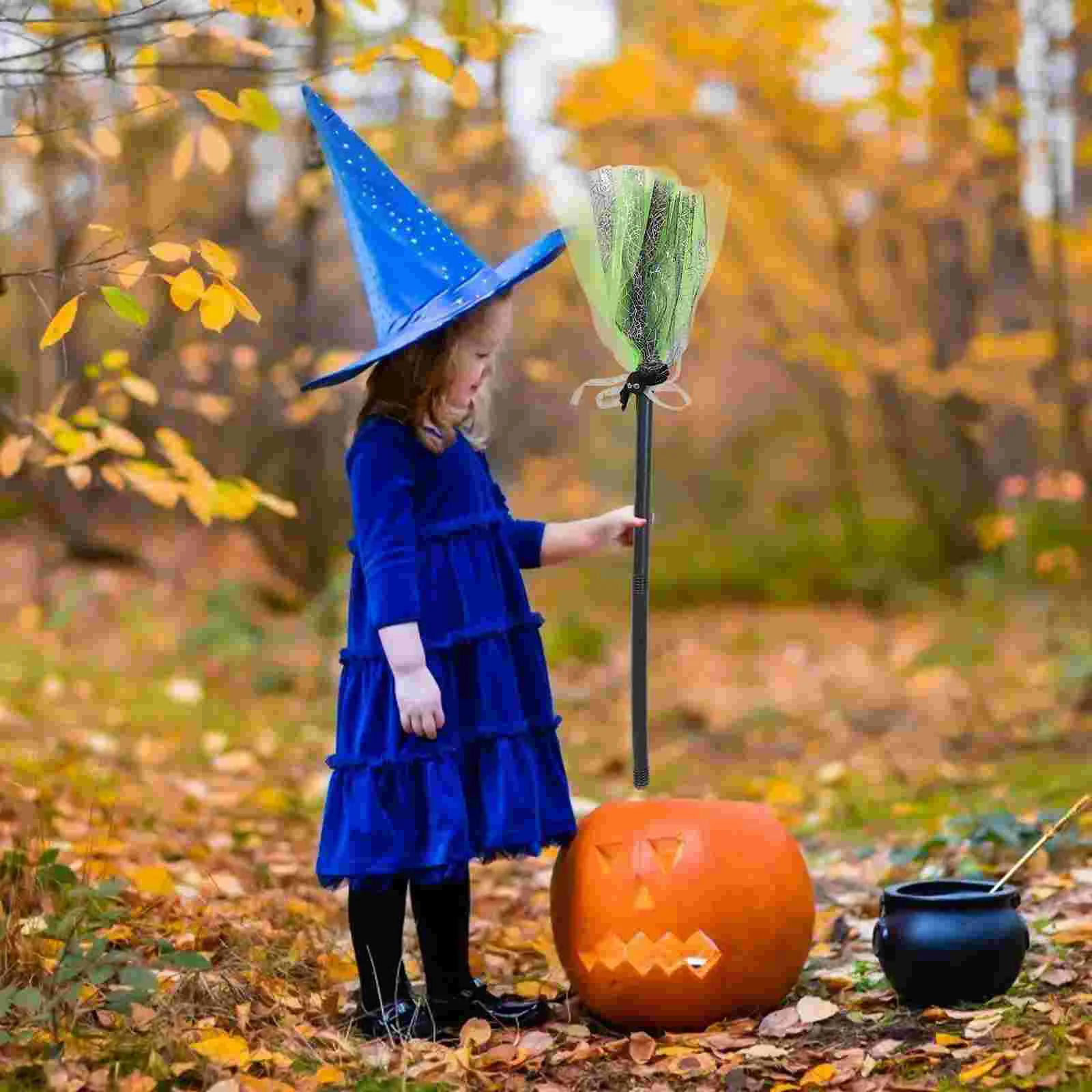 Broom Kids Witch Cosplay Halloween Detachable Witches Broomstick Wizard Cloth Child