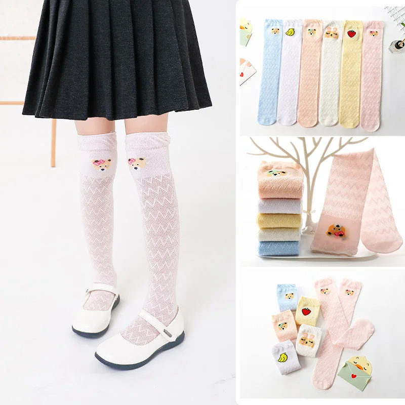 Baby socks thin cotton socks girl knee high mesh stockings toddler summer children anti-mosquito sock