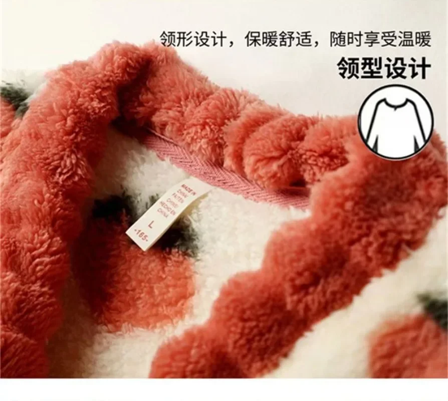 2024 Autumn and Winter New Women Outcoat Flannel Pajamas Autumn Thickened Warm Suit Loose Comfortable Homewear Casual Jacket