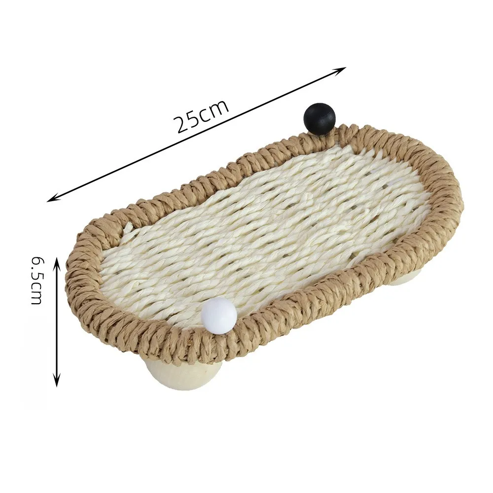 Woven Paper Home Entryway Key Tray, Desktop Storage, Aromatherapy, Jewelry Display Shelf, Decorative Organizer