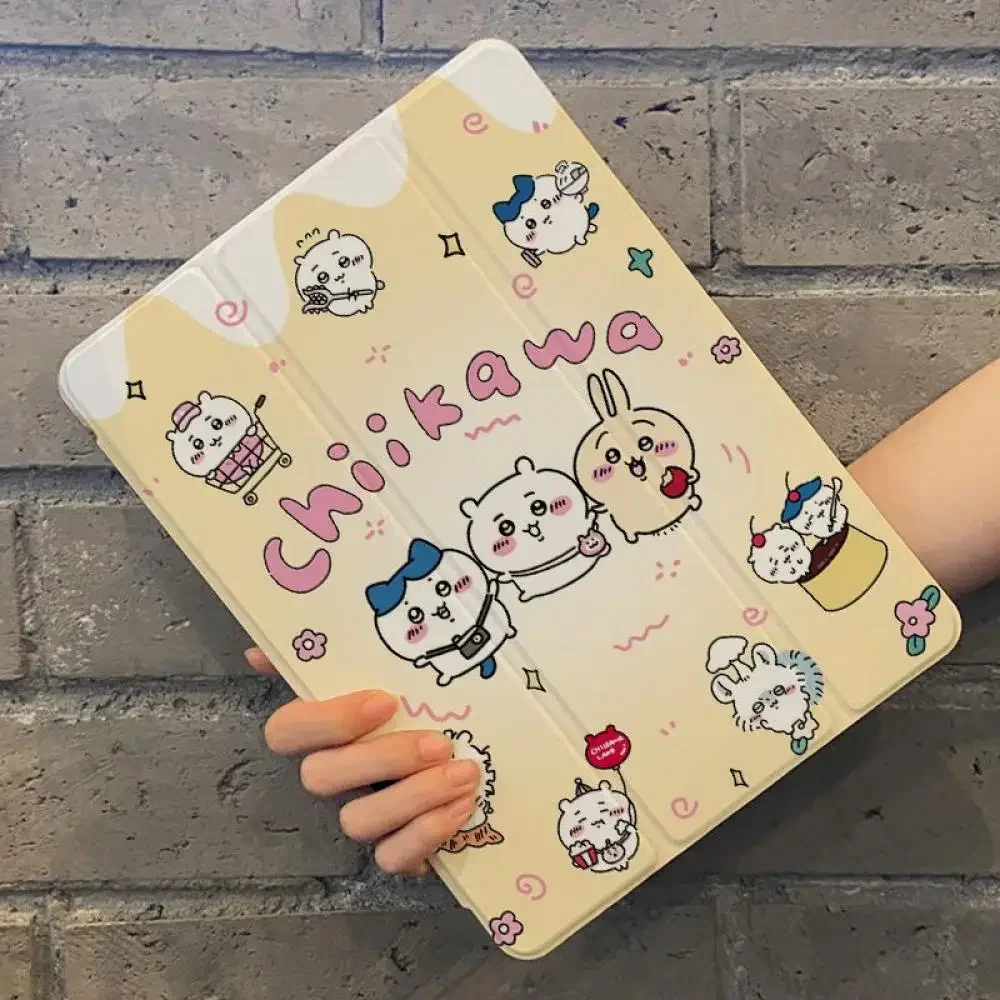 

Anime Usagi Pu Ipad Case Chiikawa Hachiware Kawaii Cartoon for Ipad Pro2024 11 Air5 6 Cover Anti-Fall Cute Girls Festival Gift