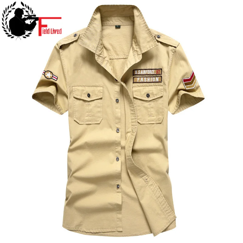 

Military Style Mens Shirts 2023 Army Short Sleeve 100 Cotton Slim Camisa Masculina Imported-china 6xl Plus Size Male Tops