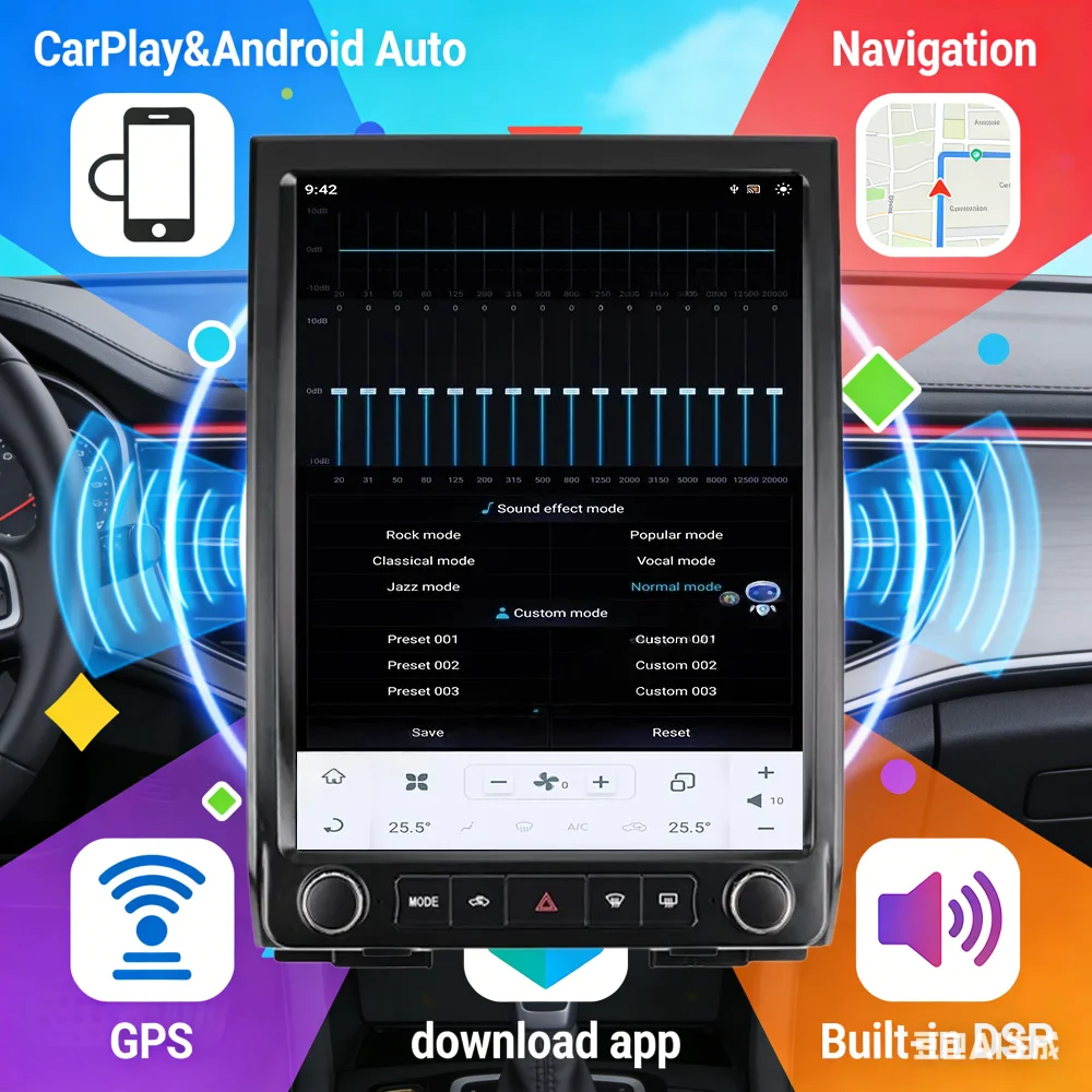 Vrtical Touch Screen Android 13 For Ford Expedition 2007 2008 2009 2010 2011 2012 2013 2014 2015 -2017 GPS Receiver Head Unit