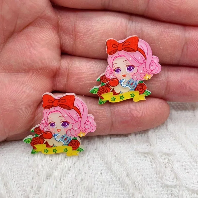 10Pcs New Cute Mini Acrylic Little Cartoon Girl Princess Series Flatback Ornament Biżuteria do manicure Akcesoria do włosów