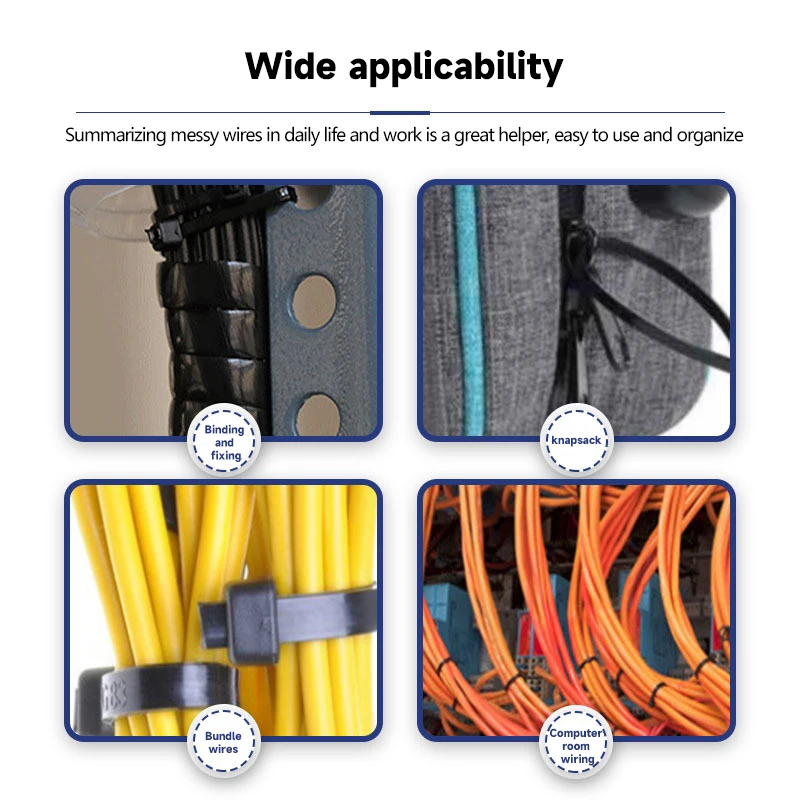100pcs Self-locking Nylon Cable Ties Set Black Zip Wraps Strap Fastening Ring Loop Eelectrian Cable Tie Wiring Accessories