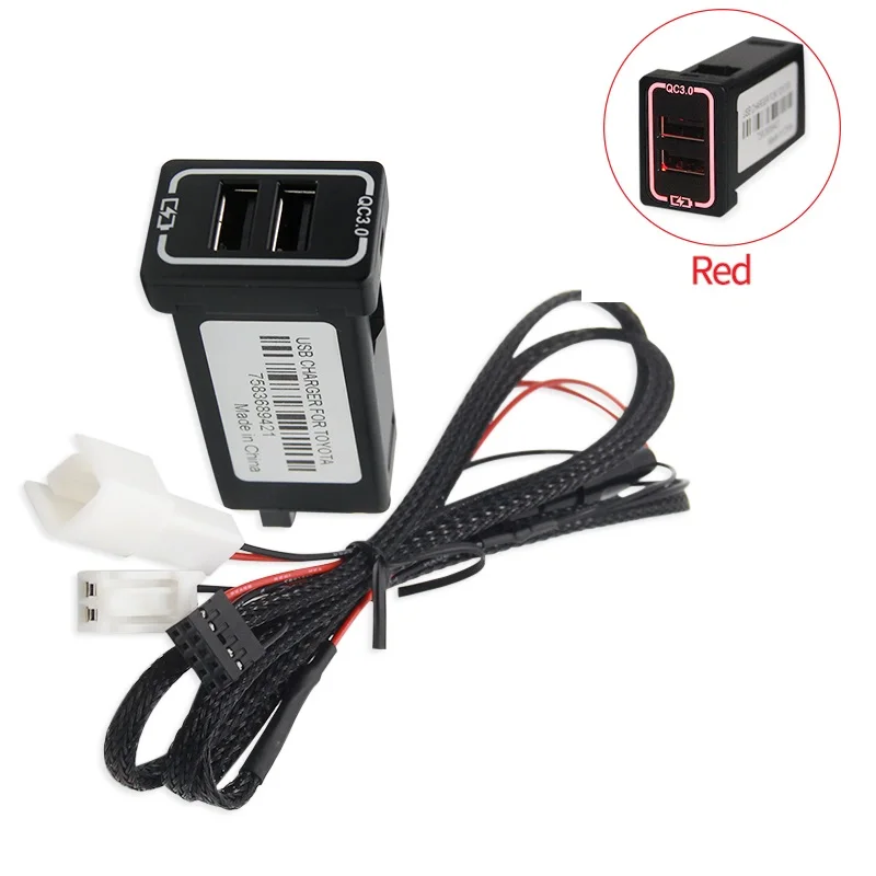 

1Pc QC3.0 Quick Charge Car Charger Double USB Socket Phone PDA DVR Adapter Plug & Play Charging Cable For Toyota