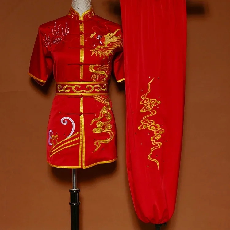 

Custom Tailored Kung Fu Long Fist and Tai Chi Martial Arts Uniform for Competition Embroidered Dragon Clothes