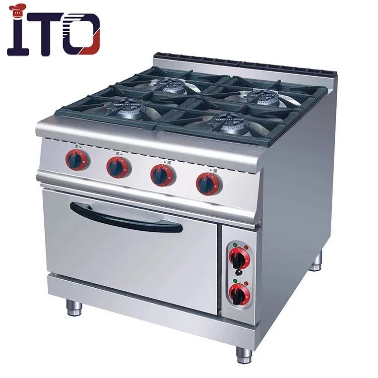 G776 Guangdong Supplier Commercial 6 burner gas range with gas oven for sale