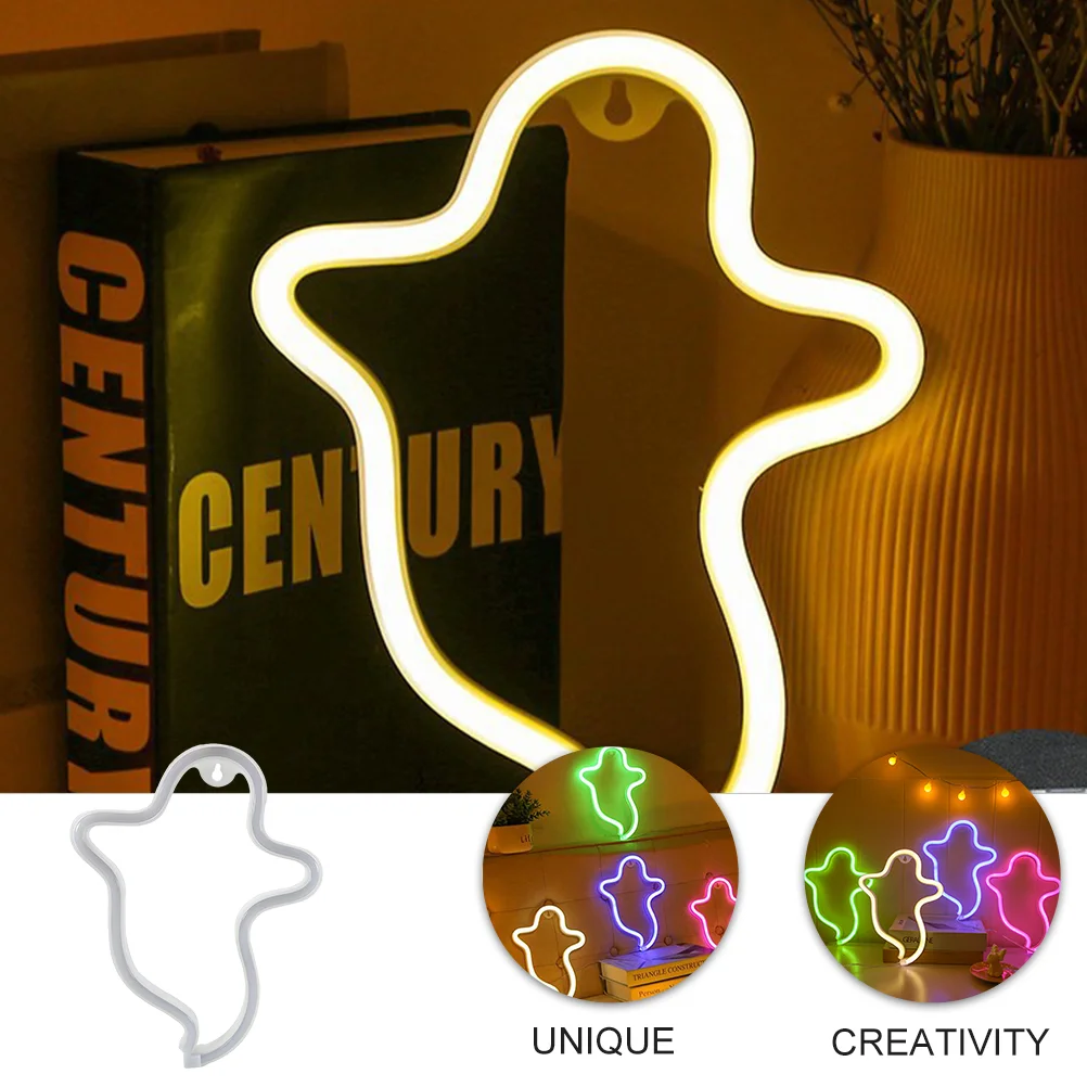 Ghost Neon Sign LED Light Night Lamp Signs Sensor Halloween Electronic Component Window Decoration