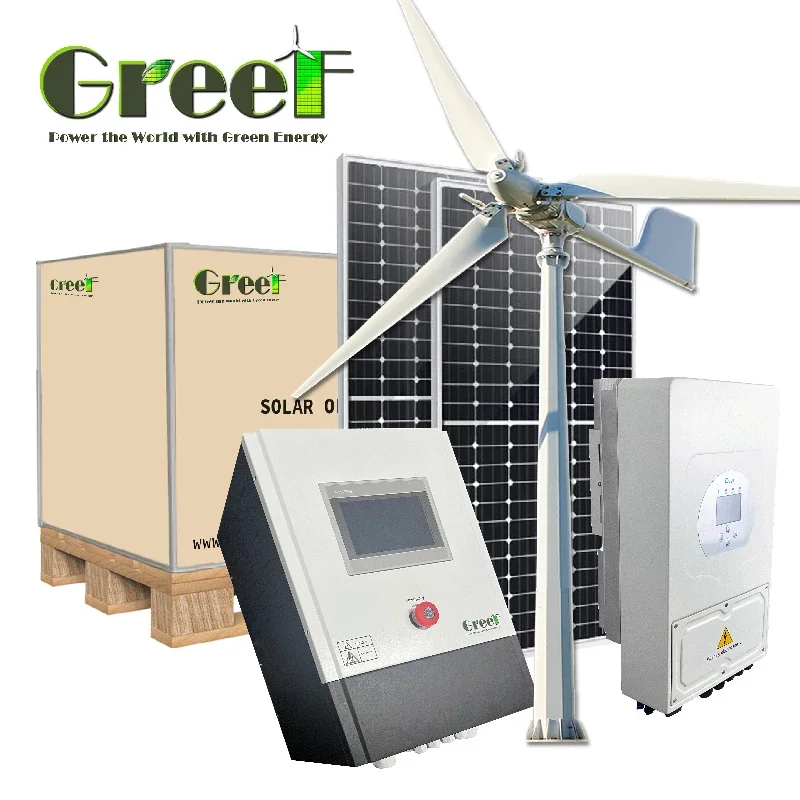 Customizable 50KW Hybrid Wind Solar Generator 5000W Home System MPPT Controller Lithium Ion Ground Monocrystalline Silicon