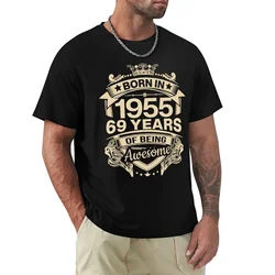 半袖Tシャツ,綿100% のグラフィックトップ,1955, 69年の新生児,誕生日プレゼント,原宿