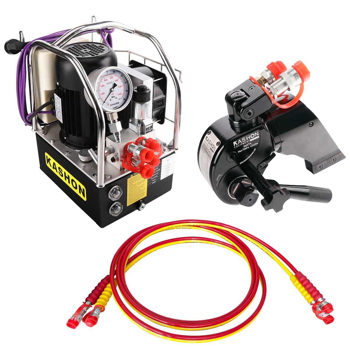 Complete Set 1'' Drive 433-4332Nm Square Drive Hydraulic Torque Wrench and Three-stage Electric Pump Set With CEJN Fittings