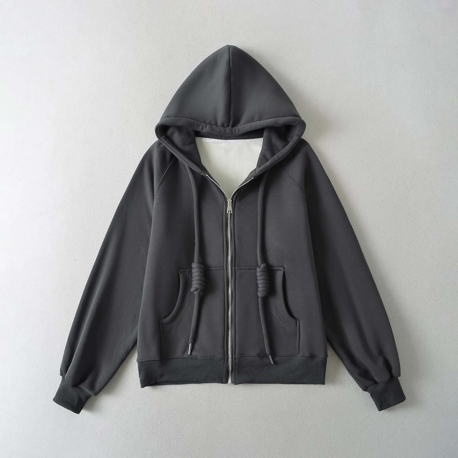 Sudadera gruesa de lana para mujer, chaqueta con capucha, estilo americano holgado y perezoso, cremallera, Otoño Invierno, nuevo