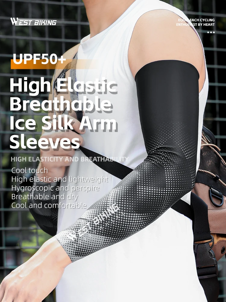 AliExpress West Biking WEST BIKING Cycling Arm Sleeves Ice Fabric Anti-UV Sunscreen Running Cycling Sleeve Outdoor Sport Cycling Arm Warmers Men Women