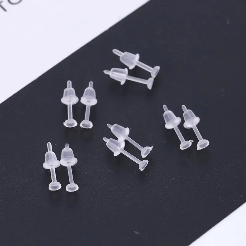 100 Sets Plastic Earring Posts & Backs for Sensitive Ears