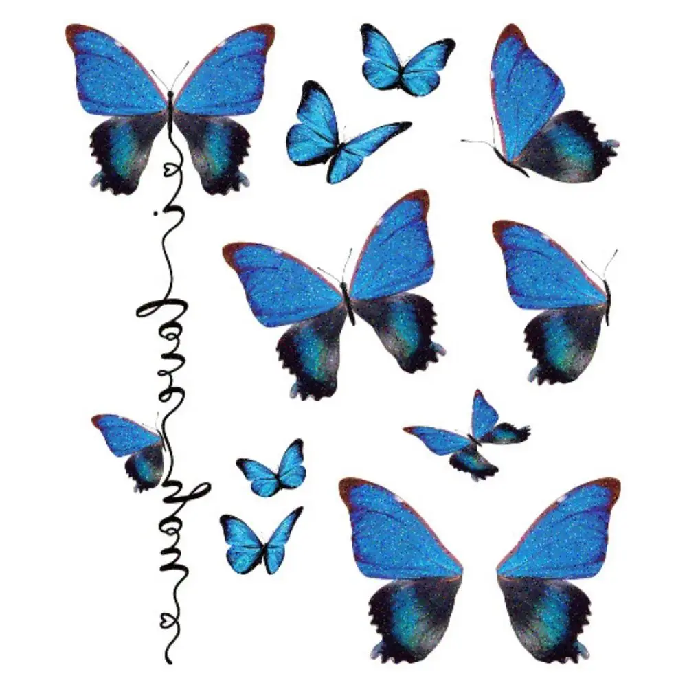 Temporário Glitter Butterfly Tattoo Stickers, Inofensivo para as Pessoas, Artístico Impermeável, Adesivo De Transferência De Água, Adultos