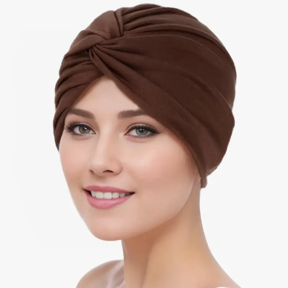 New Vintage Hijab Caps Elastic Soft Polyester Islamic Headband Breathable Wrap Style Head Wrap Cap Hair Loss