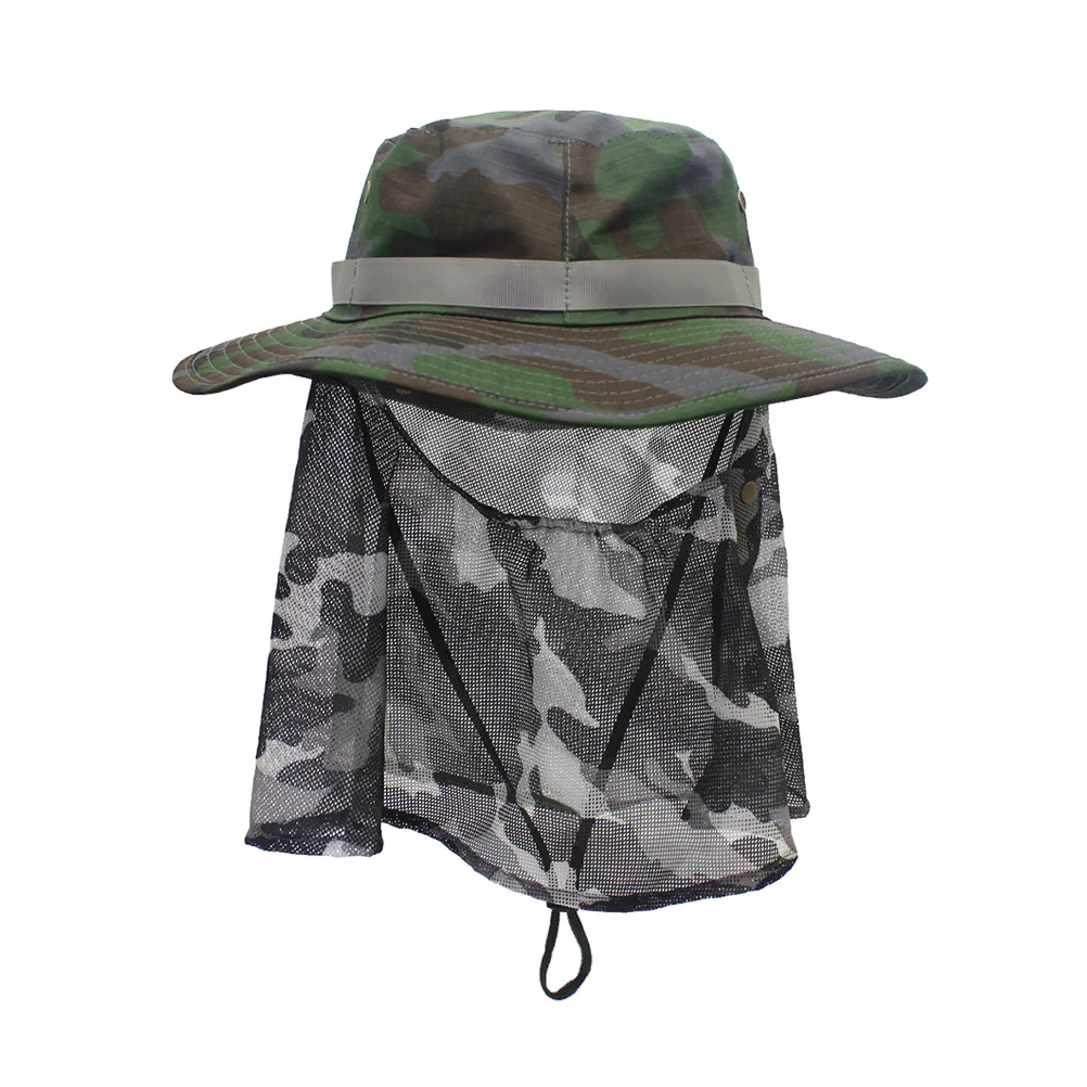 

1pc Camouflage Hat Breathable Anti Mosquito Net Outdoor Fishing Hiking Hunting Camping Travel Gear Dark Green Mesh Cap