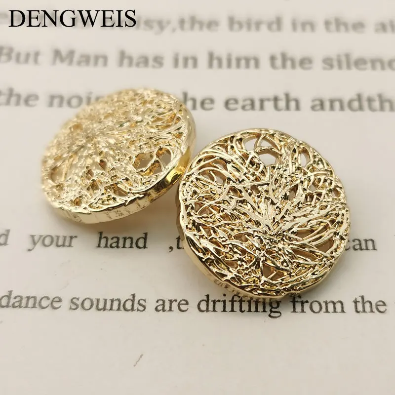 Gold Buttons for Clothing Luxury Hollow Out Metal Sewing Buttons Coat Sewing Materials Accessories Designer Customization New