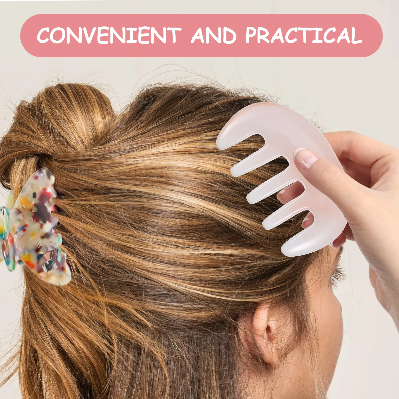 

1pc Resin Massage Comb For Women Anti-Static Portable Creative Hair Tool Long Teeth Lightweight Practical For Thick Wavy Curly