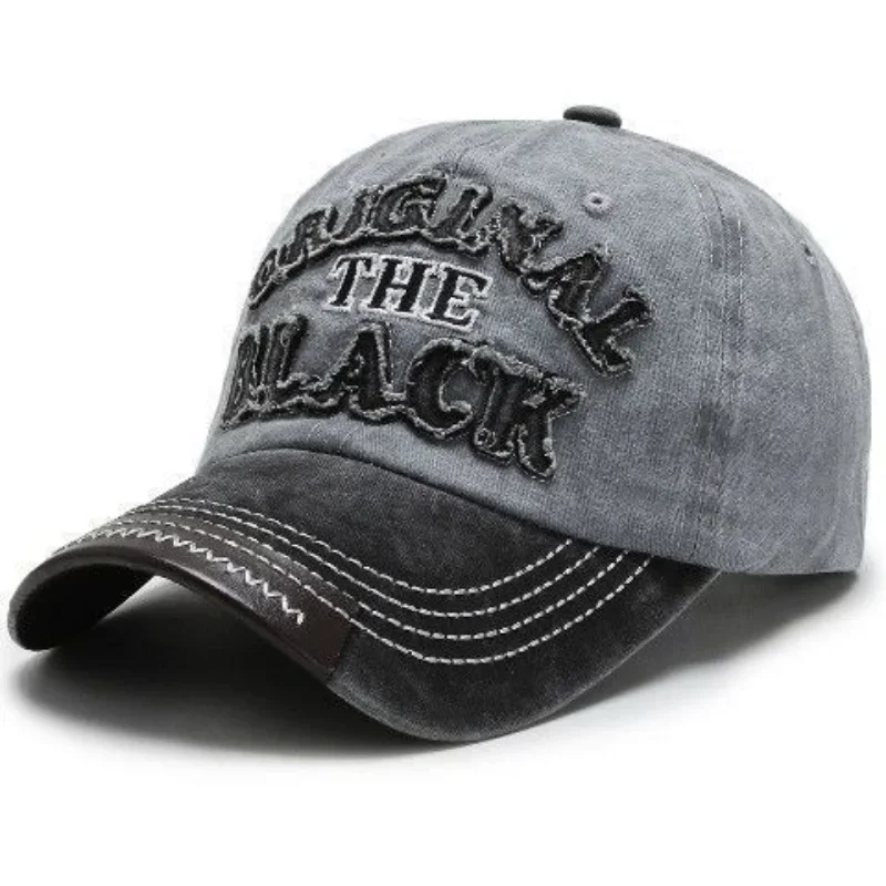 ORIGINAL THE BLACK Snapback Vintage Washed Cotton Cap for Men Fashion Letter Embroidery Baseball Cap Retro Hip Hop Dad Hat