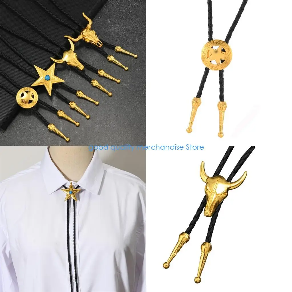 

Y5JD регулируемый галстук-боло унисекс, ожерелье из искусственной кожи и сплава, модные шейные аксессуары, аксессуары для и