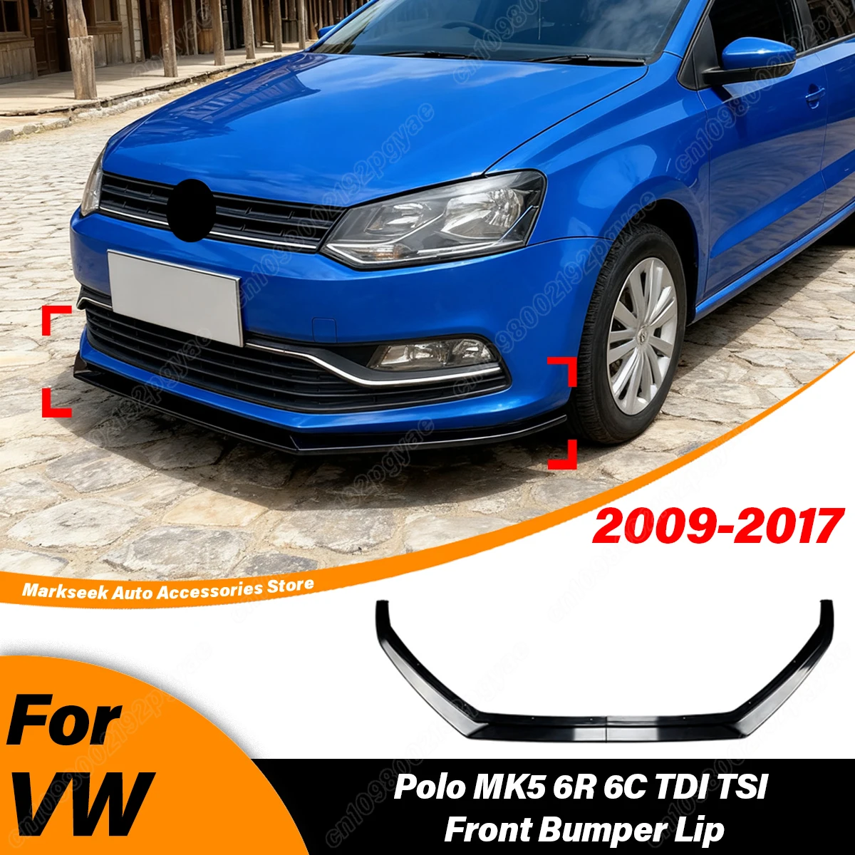

Для VW Polo MK5 6R 6C TDI TSI 2009 2010 2011 2012 2013 2014 2015 2016 2017 автомобильный передний бампер спойлер ABS сплиттер обвес комплект