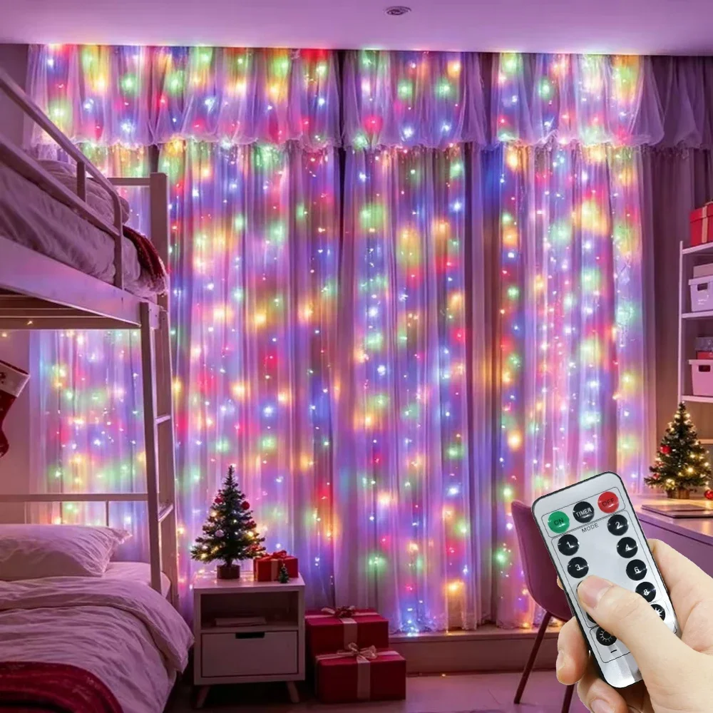 LED Curtain Garland on The Window USB Power Fairy Lights Festoon with Remote New Year Garland Led Lights Christmas Decoration