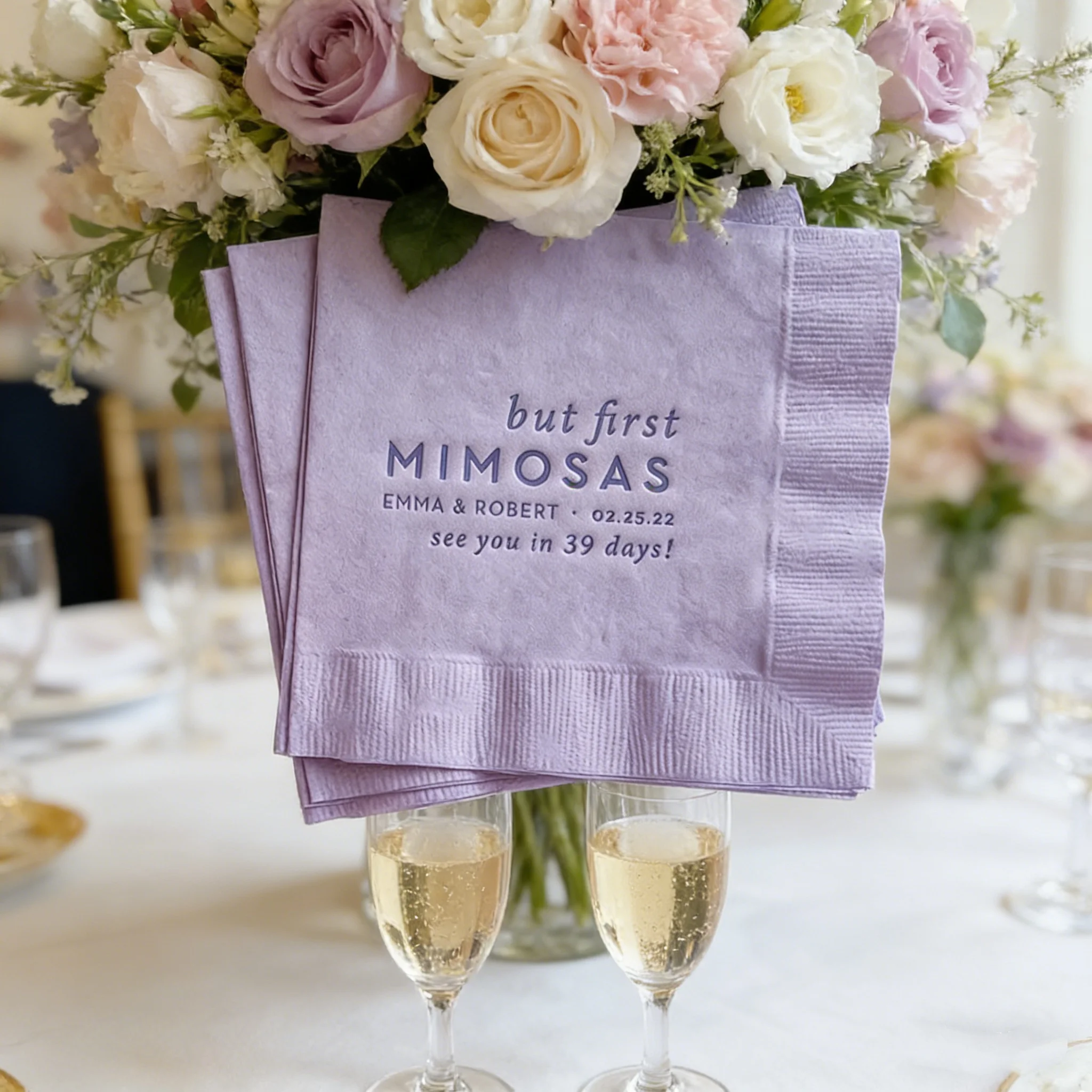 

50 шт. персонализированных коктейльных салфеток с надписью «Но сначала мимозы» для свадебного душа, помолвки, вечеринки, декорации и сувениры для гостей