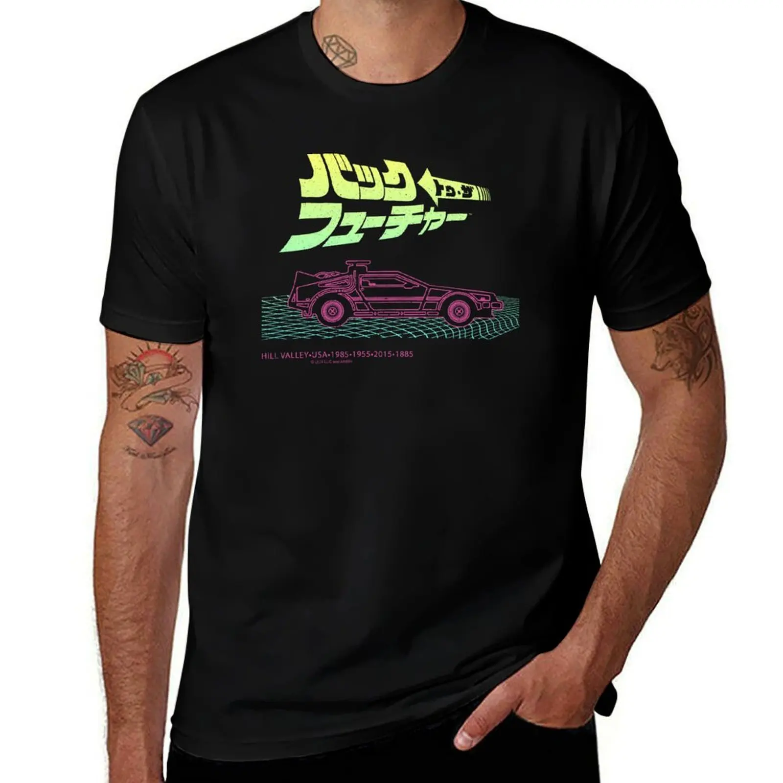 

Back To The Future 35th Kanji DeLorean Grid T-Shirt basketball graphic tees tops boys whites Man t-shirt T-shirt men