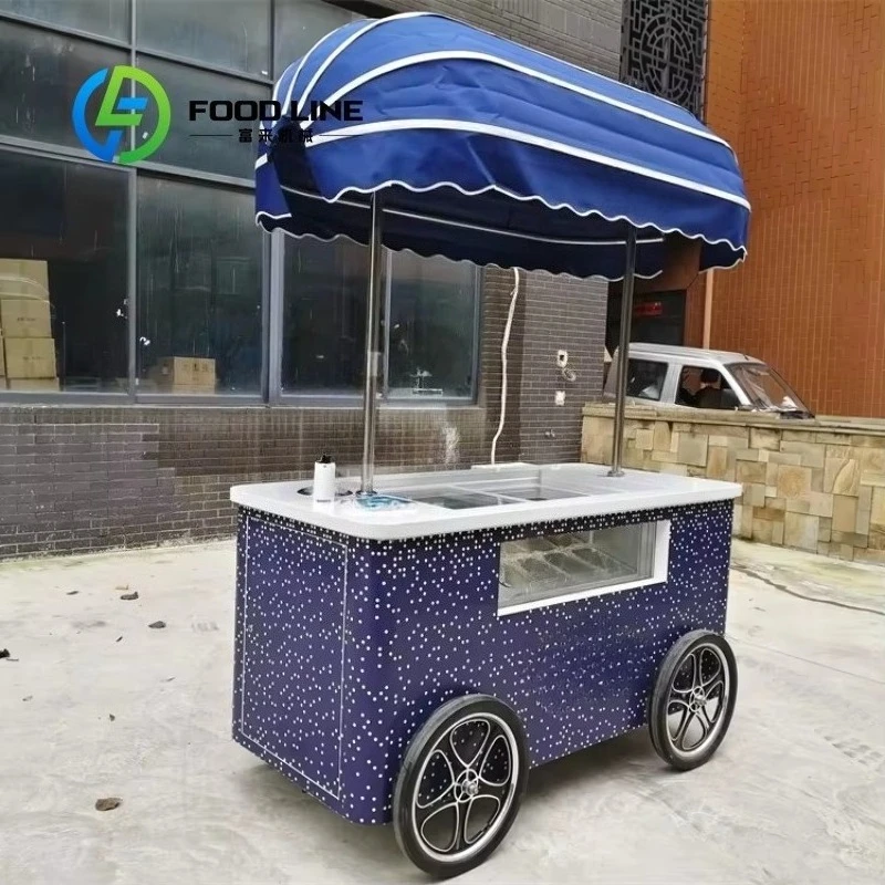 Carro expendedor de helados y refrigerios de comida multifunción móvil personalizado para la venta comercial de eventos y el mercado de la calle