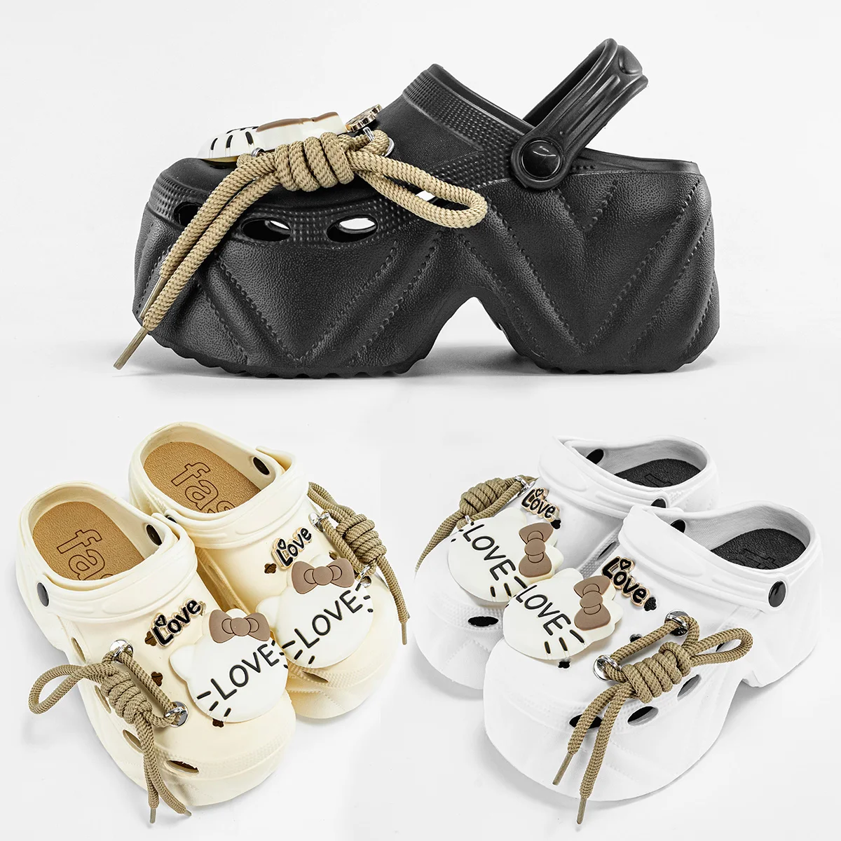 Summer New Cartoon Love Cat Head Fashion Versatile Eva Clogs for Women, Outdoor Casual Slippers, Thick-Soled Non-Slip Height-Increasing Closed-Toe Sandals 8809 - view 6