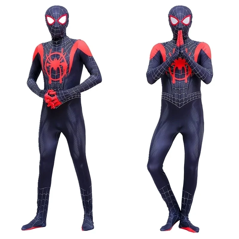 Spiderman Cosplay Costume Spiderman Into The Spider Verse Miles Morales Cosplay Bodysuit Jumpsuits Halloween Costumes for Kids