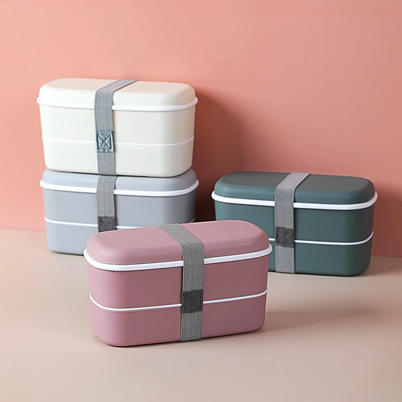 Student Lunch Boxes Japanese-style Lunch Box Portable Tableware Bento Box Double-layer Separated Microwave Lunch Box Leak-proof