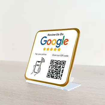Aangepast afdrukken NFC-standaarddisplay voor restaurantkapper NFC Google Review NFC-kaartstandaard