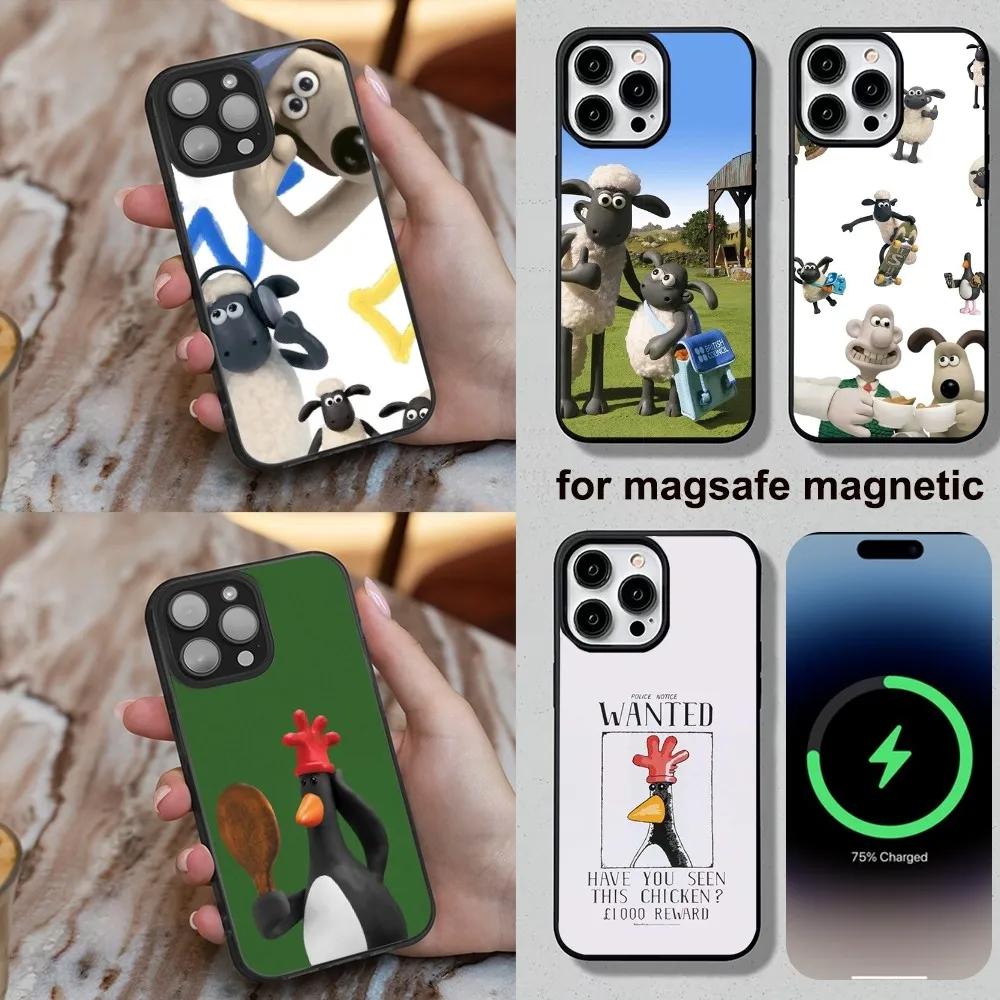 Cute W-Wallace  G-Gromit Phone Case For iPhone 16,15,14,13,12,11,Plus,Pro,Max,Mini Soft Magesafe Magnetic Wireless Charge