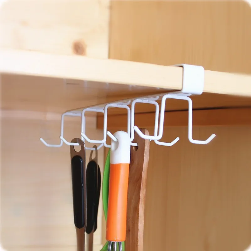 

Mug Holder Under Cabinet Adhesive Cup Hooks Drilling Free Coffee Cups Holder Kitchen Utensil Storage Shelf Hanging Rack