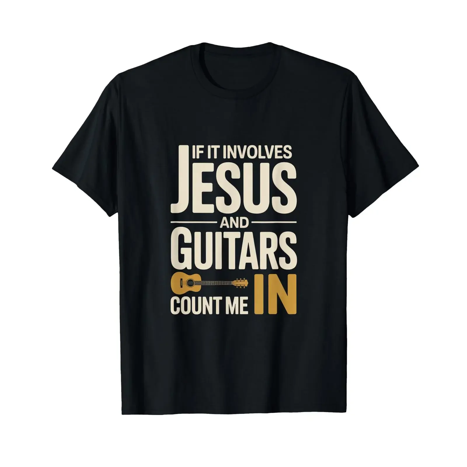 If It Involves Jesus and Guitars Count Me in Guitarist s T Shirt vintage Washed Breathable Stylish fashion Comfortable homme