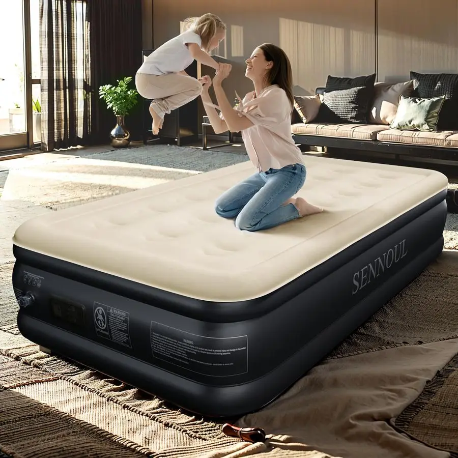 مرتبة هوائية مع مضخة مدمجة، سرير مفرد مطور، انكماش ذاتي قابل للنفخ لمدة دقتين، كحد أقصى 45.72 سم، قوي #6