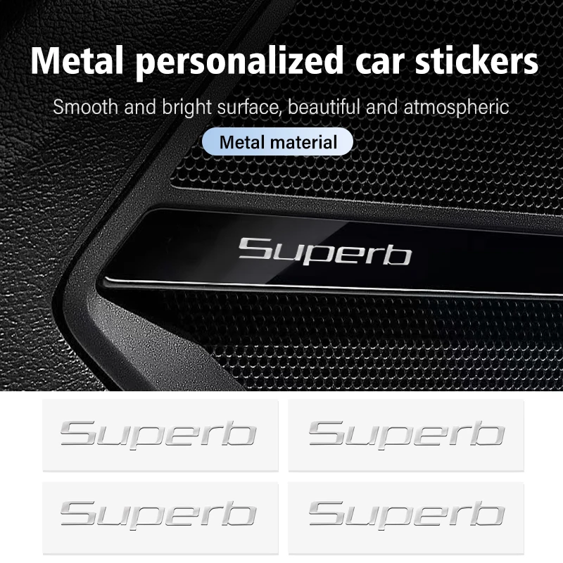 8pcs 3D Metal Car Emblem Logo Decorative Sticker Badge Decal For Skoda Superb Octavia 2 3 Rapid Kodiaq Karoq Fabia Kamiq